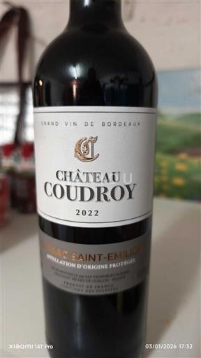 Bordeaux Saint-Émilion Château Coudroy 2022