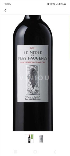 Bordeaux Saint-Émilion Grand Cru Grand Cru Péby Faugères Le Merle 2011