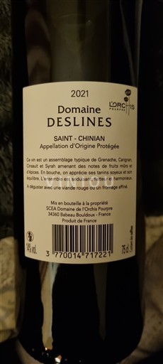 Languedoc Saint-Chinian L'Orchis Pourpre Deslines 2021