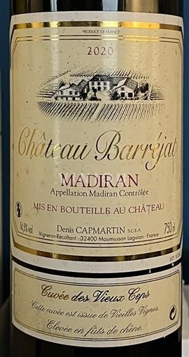 Lounais-Ranska Madiran Barrejat Vieux Céps 2020
