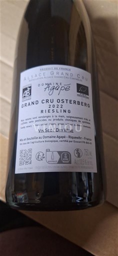 Alsace Không được chỉ định Grand Cru Domaine Agapé 2022