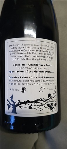 Jura Côtes-du-jura Domaine Labet Bajocien 2020
