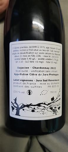 Jura Côtes-du-Jura Labet Vignerons Bajoicien 2022