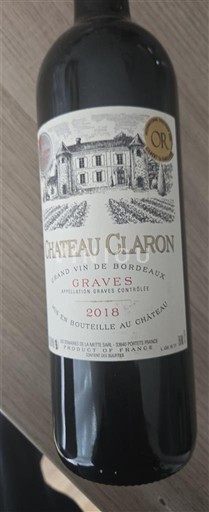 Bordéus Graves Château Claron 2018