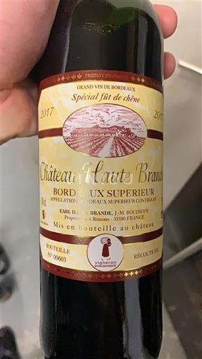 Burdeos Bordeaux superior Château Haute Brande Spécial fût de chêne 2017