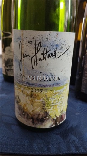 Vin Blanc sec Sonnenglanz Jean Huttard 2005 France Alsace Alsace Grand Cru AOC Grand Cru