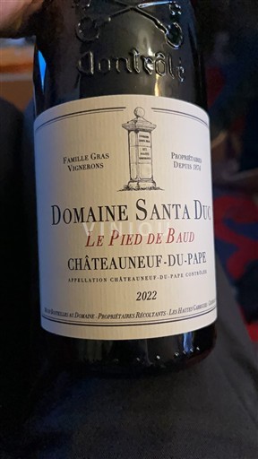 Rhônen laakso Châteauneuf-du-Pape Domaine Santa Duc Le Pied de Baud 2022