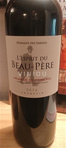 Bordeaux Lalande-de-Pomerol Domaine S Sabines L'Esprit du Beau-Père 2016