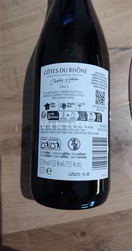 Vin Rouge sec Charles Helfenbein 2023 France Vallée du Rhône Côtes-du-rhône AOC