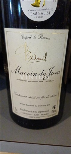 Jura Macvin-du-jura Baud Esprit de Raisin 2018