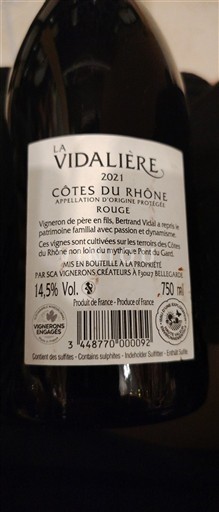 Rhône-dalen Côtes-du-Rhône La Vidalière 2021