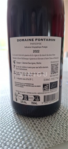 Languedoc a Roussillon Pays d'Oc Domaine Fontaron 2022