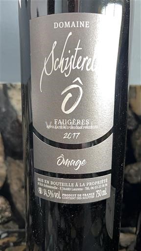 Linguadoca Faugères Domaine Schisterelle Ômage 2017