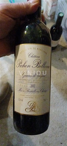 Rượu vang Rouge sec Château Pichon Bellevue 2002 Pháp Bordeaux Graves-de-vayres AOC