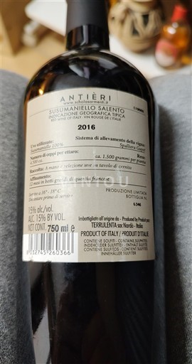 Apúlia Susumaniello Salento Antieri 2016