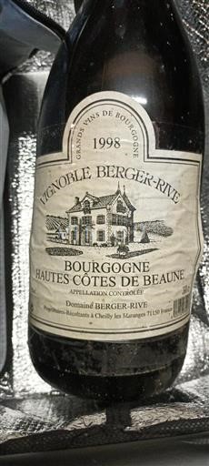 Burgundi Beaunen Ylämaat Vignoble Berger-Rive 1998