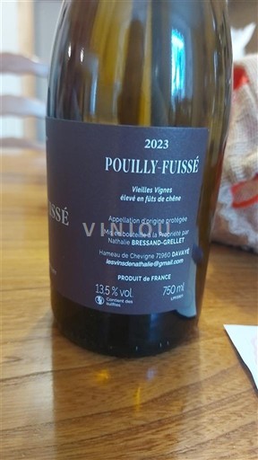 Borgoña Pouilly-fuissé Nathalie Bressand-Gellet Vieilles Vignes élevé en fûts de chêne 2023