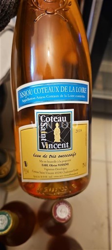 Valle della Loira Anjou Coteaux della Loira Coteau Saint Vincent Léon de trois successifs 2015