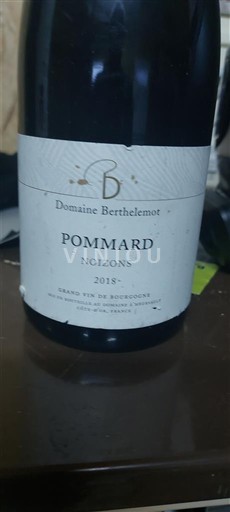 Burgundi Pommard Domaine Berthelemot Noizons 2018