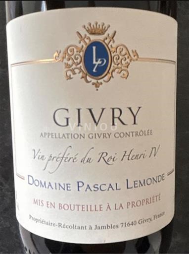 Burgundi Givry Domaine Pascal Lemonde 2022