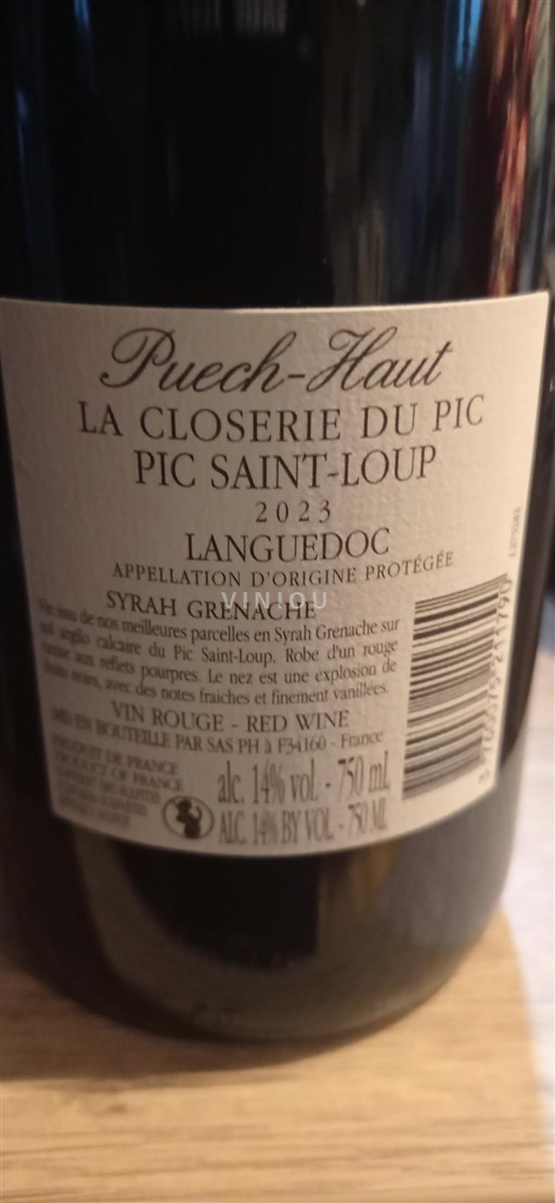 Languedoc Pic Saint-Loup Château Puech-Haut La Closerie du Pic 2023