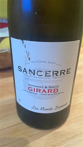 Dolina Loare Sancerre Anthony & David Girard Les Monts Damnés 2022