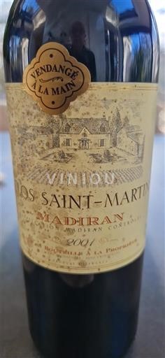 Lounais-Ranska Madiran Clos Saint-Martin 2001