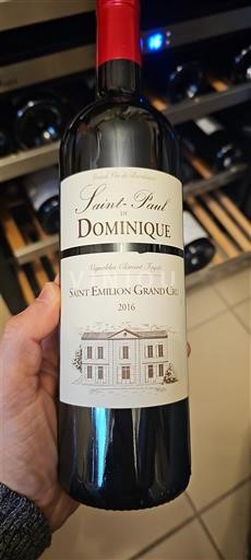 Bordeaux Saint-Émilion Grand Cru Grand Cru Saint Paul Dominique 2016