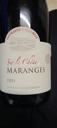 Bourgogne Maranges Domaine Chevrot Sur le Chêne 2021