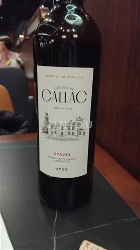 Bordeaux Graves Château Callac 2020