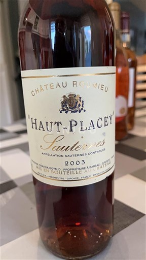 Bordeaux Sauternes Château Roumieu Haut-Placey 2003