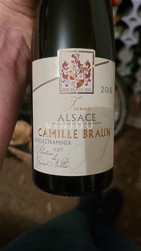 Alsace Gewurztraminer Sélection de Grains Nobles Domaine Camille Braun Selection de Grains Nobles 2018