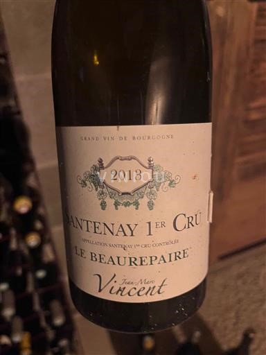Vin Rouge sec Le Beaurepaire Jean-Marc Vincent 2013 France Bourgogne Santenay AOC Premier Cru