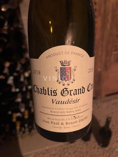 Bourgogne Chablis Grand Cru Jean-Paul & Benoît Droin Vaudésir 2018