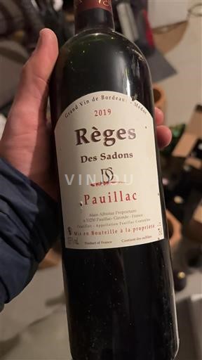 Bordeaux Pauillac Règes Des Sadons 2019