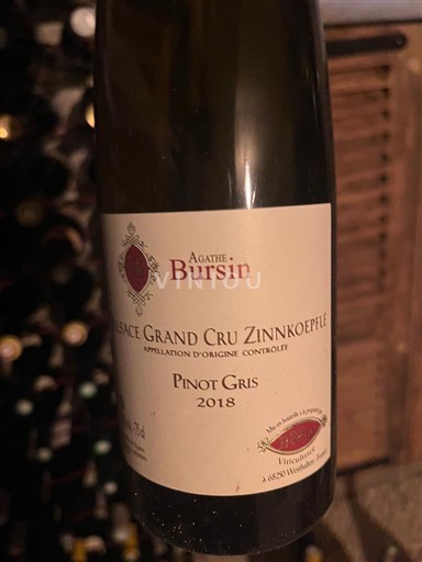Elzas Pinot grigio Grand Cru Agathe Bursin Pinot Gris 2018