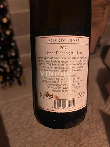 Moselle Mosel Schloss Lieser Lieser Riesling trocken 2021