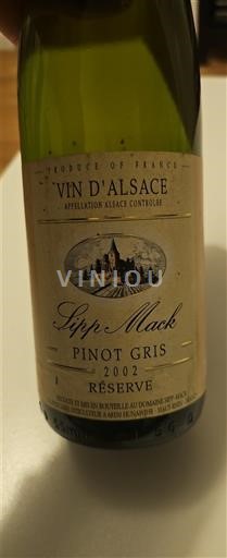Elzas Pinot grigio Sipp Mack Réserve 2002