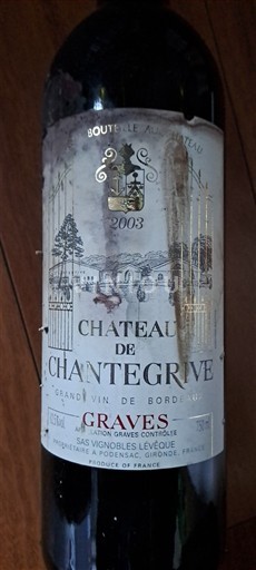 Bordeaux Graves Château de Chantegrive 2003