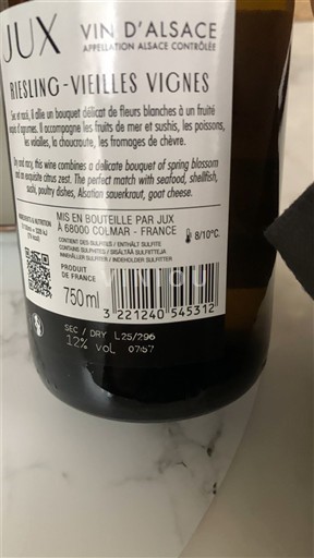 Alsace Jux Riesling-Vieilles Vignes Không niên vụ