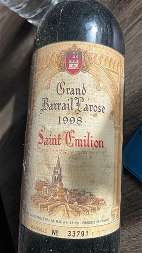 Bordeaux Saint-Émilion Grand Barrail Larose 1998
