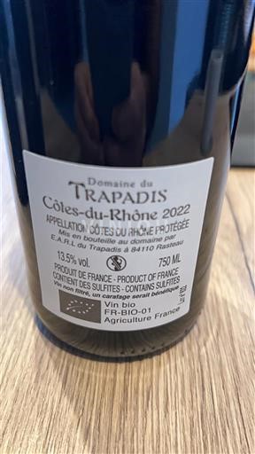 Rona dolina Côtes-du-Rhône Domaine Trapadis 2022