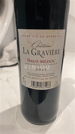 Bordeaux Haut-Médoc Château La Gravière 2011