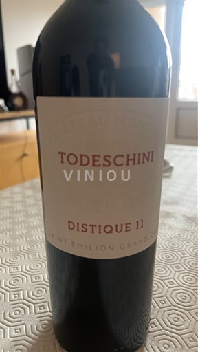 Bordeaux Saint-Émilion Grand Cru Todeschini Distique 11 2018 Icke årgångsbetecknad