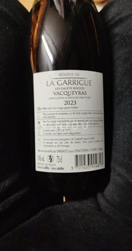 Rhônen laakso Vacqueyras La Garrigue Les Galets Roulés Réserve 2023