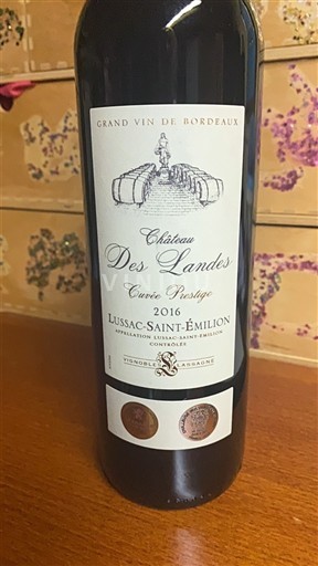 Bordéus Lussac-Saint-Émilion Château S Landes Prestige 2016