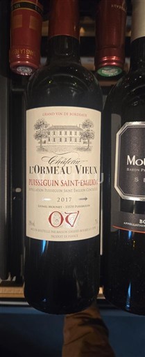 Bordeaux Puisseguin-saint-émilion Château L'Ormeau Vieux 2017