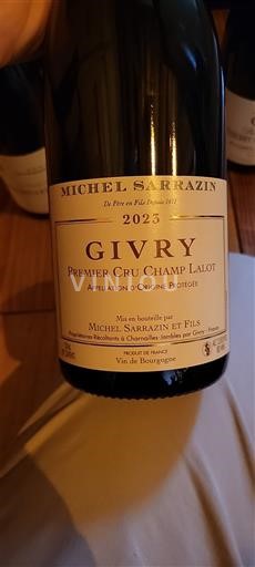 Burgundy Givry Premier Cru Michel Sarrazin et Fils Premier Cru Champ Lalot 2023