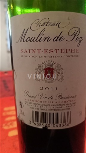 Bordeaux Saint-Estèphe Château Moulin de Pez 2011