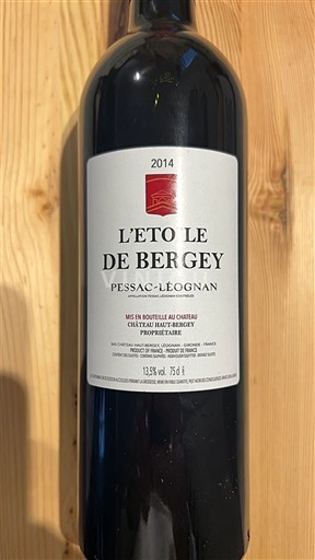 Bordeaux Pessac-Léognan Château Bergey L'Étoile de Bergey 2014